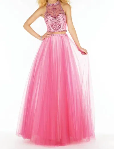 Alyce Paris Two Piece Halter Tulle Prom Dress In Rose In Pink