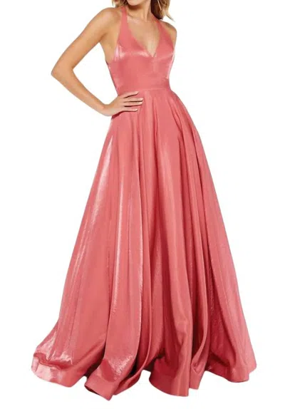 Alyce Paris V-neck Prom Dress In Salmon In Multi
