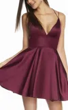 Alyce Paris Wine Fit And Flare Short Dress
