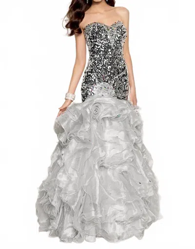 Alyce Paris Women's Prom Dress In Silver/white On In Metallic