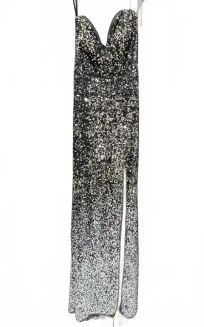 Alyce Paris Women's Sequin Long Evening Gown In Grey In Gray