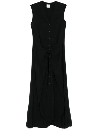 Alysi Buttoned Long Dress In Black