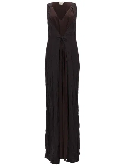 Alysi Abito Lungo Combinato In Brown