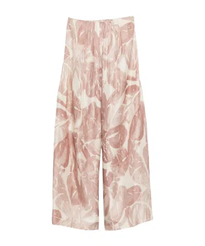 Alysi Abstract Wide-leg Pants In Nude