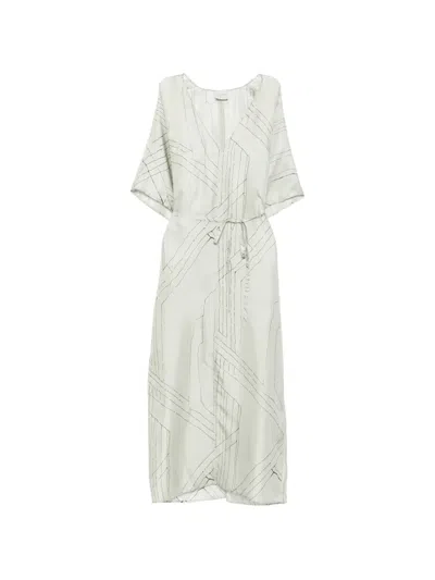 Alysi Abstract-print Tie-waist Midi Dress In Animal Print