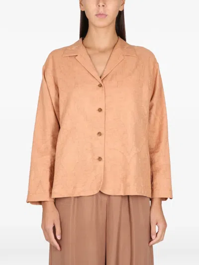 Alysi Ajoure Button Front Jacket In Brown