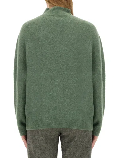 Alysi Alpaca-blend Turtleneck Sweater In Green