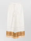 Alysi Ankle Length Wide Leg Striped Pants In White