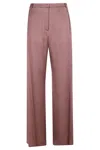 Alysi Antique Pink Flared Belt Loops Acetate-blend Flared Pants In Pink