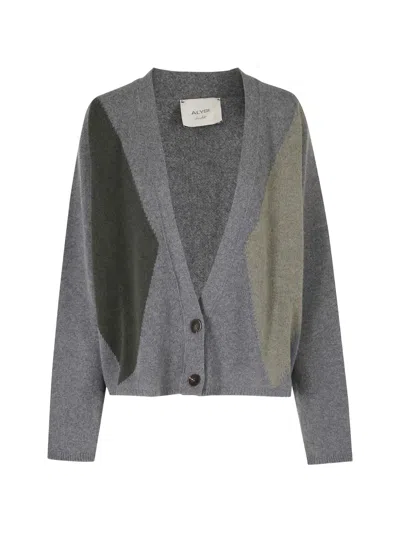 Alysi Argyle-pattern V-neck Cardigan In Gray