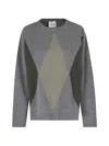 Alysi Gray Francy Knit Rombi Diamond-pattern Wool-blend Sweater In Gray