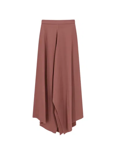 Alysi Asymmetric Flared Skirt In Brown