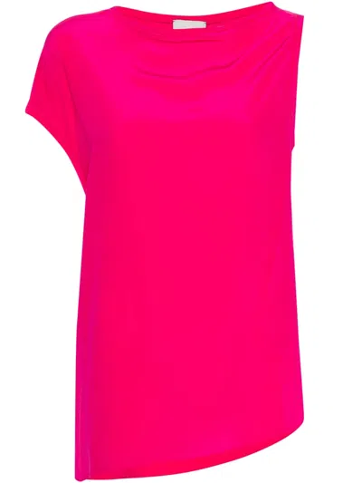 Alysi Asymmetric Silk Blouse In Pink