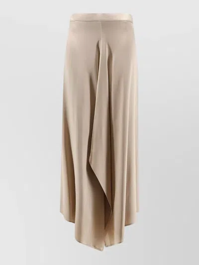 Alysi Asymmetrical Satin Midi Skirt Flared Silhouette In Pink