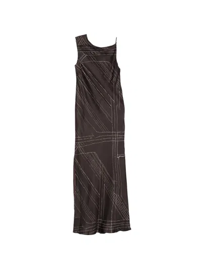 Alysi Asymmetric-neck Maxi Dress In Brown