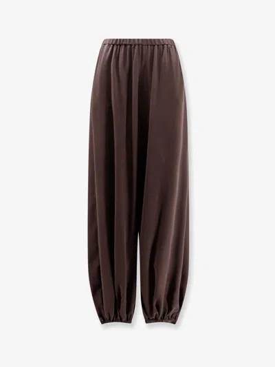 Alysi Baloon Silk Trousers In Brown