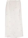 Alysi Bead-detailed Straight Midi Skirt In Neutrals