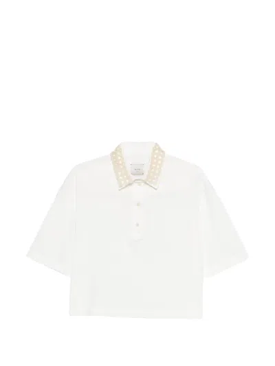 Alysi Beaded Polo Shirt In White