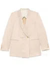 Alysi Linen Blend Double-breated Jacket In Neutral