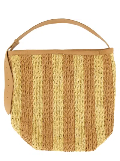 Alysi Beige Striped Large Hobo In Multi