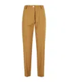 Alysi High-waisted Caramel Trousers With Elasticated Waistband In Brown