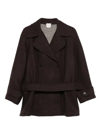 Alysi Belted Double-breasted Coat In Brown