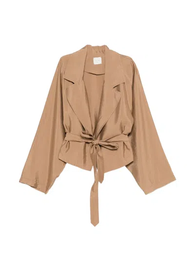 Alysi Belted Jacket In Brown