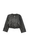 Alysi Belted Leather Jacket In Black
