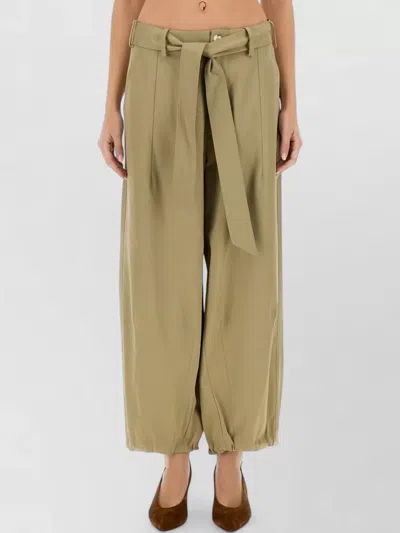 Alysi Belted Waist Pants Back And Front Pockets In Green