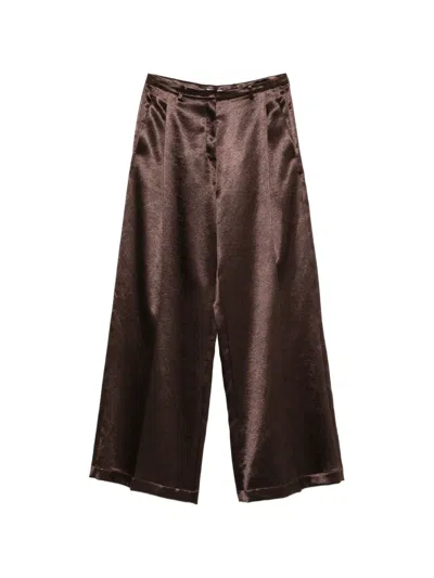 Alysi Belt-loop Pocket Palazzo Pants In Brown