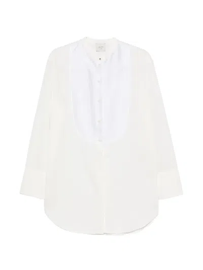 Alysi Bib-panel Band-collar Shirt In White