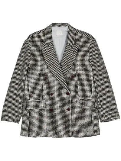 ALYSI BLACK BLEND DOUBLE-BREASTED BLAZER