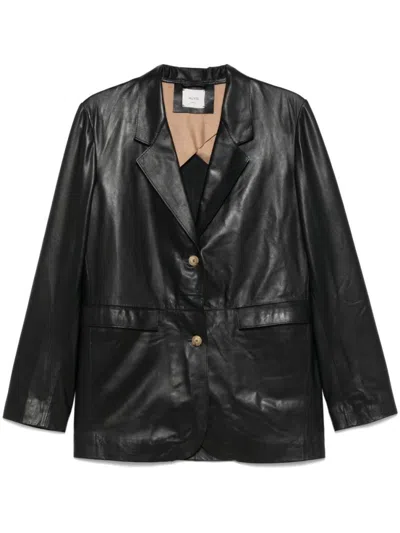 ALYSI BLACK LEATHER BLAZER