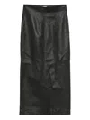 Alysi Leather Midi Skirt In Black