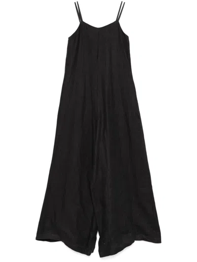 ALYSI BLACK LINEN WIDE-LEG JUMPSUIT