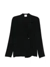 Alysi Silk Blazer Jacket Asymmetric Hem Notched Lapels In Black