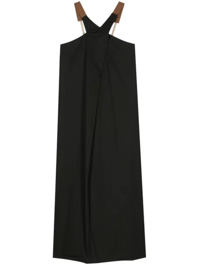 ALYSI BLACK POPLIN LONG DRESS