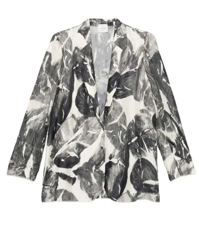 ALYSI WOMEN BLACK PRINTED NOTCHED LAPEL BLAZER, L LUXURY BLAZERS FOR WOMEN DARVEYS