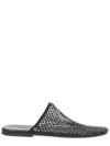 Alysi Slide Mule Sandal Rhinestone Mesh Flat Sole In Black