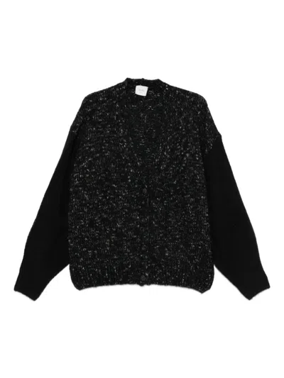 ALYSI WOMEN BLACK WOOL AND COTTON BLEND CARDIGAN, S LUXURY SWEATERS & KNITWEAR FOR WOMEN DARVEYS