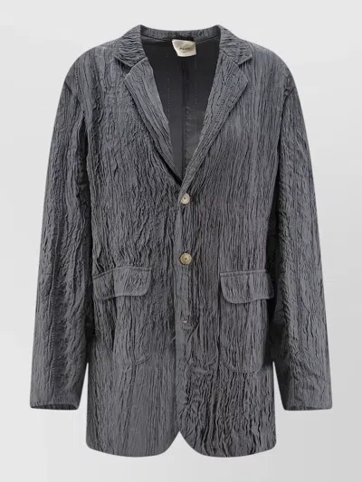 Alysi Blazer Crinkled Texture Long Sleeves Notch Lapel In Gray