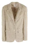 Alysi Fringe Textured Single-breasted Blazer In Neutral