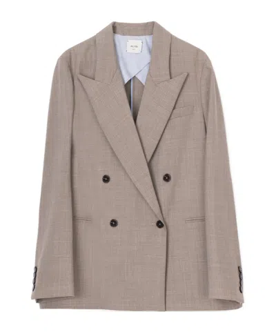 Alysi Blazer Over Double Breasted Virgin Wool Sage In Green
