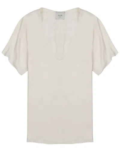 Alysi Blusa In Twill Di Seta In White