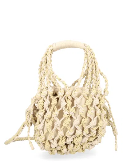 Alysi White Leather Cotton Crossbody