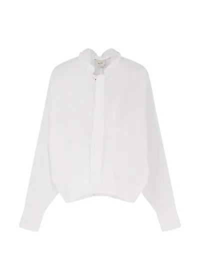 Alysi V-neck Blouse With Bow In White