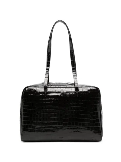 Alysi Bowling Croc-effect Tote Bag In Black