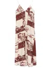 Alysi Maxi Dress With Deep V-neckline And Photographic Print In Brown