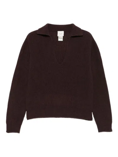 ALYSI BROWN RIBBED WOOL SWEATER