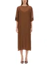 Alysi Stripe-pattern Midi Dress In Brown